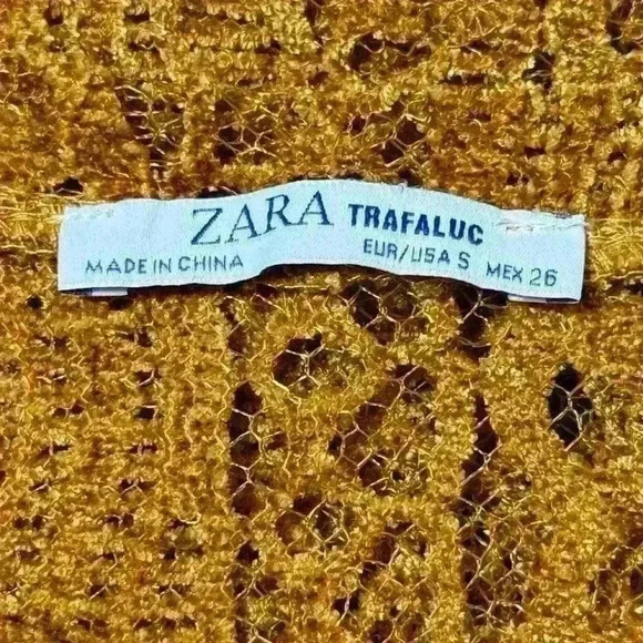ZARA Trafaluc Mustard Lace Tee - Picture 5 of 6